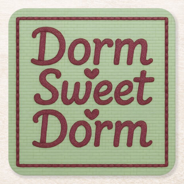 Homey Dorm Sweet Dorm Coaster Set (Front)