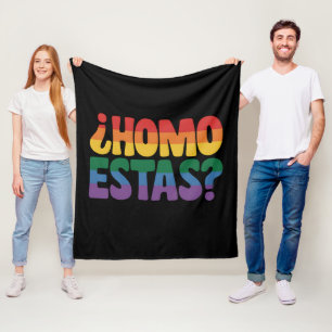 Homo Estas Funny Spanish Mexican Gay Ally LGBTQ Fleece Blanket