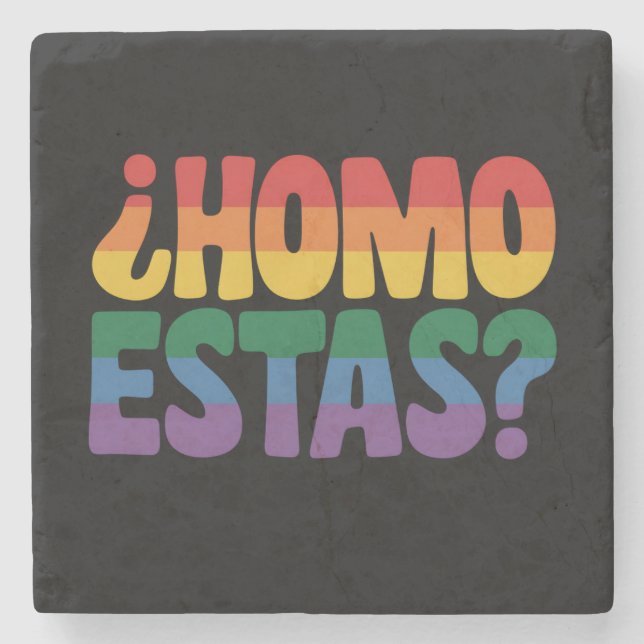 Homo Estas Funny Spanish Mexican Gay Ally LGBTQ Stone Coaster (Front)