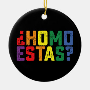 Homo Estas Spanish Mexican Funny Gay Pride LGBTQ Ceramic Ornament