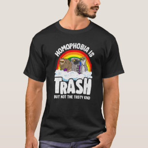 Homophobia Is Trash Gay Pride Raccoon Opossum Ally T-Shirt