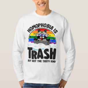 Homophobia Is Trash Racoon Rainbow Flag Gay Pride T-Shirt