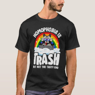 Homophobia Is Trash Racoon Rainbow Flag Gay Pride T-Shirt