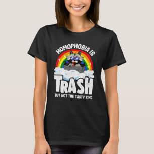 Homophobia Is Trash Racoon Rainbow Flag Gay Pride T-Shirt