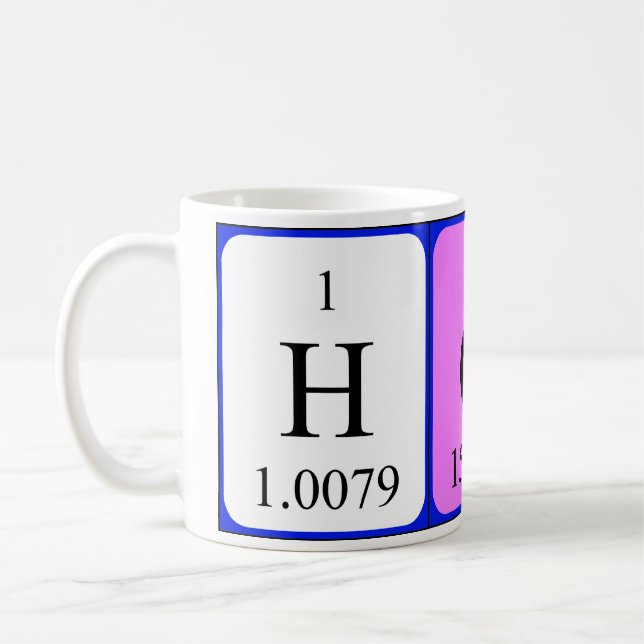 Hon periodic table name mug (Left)