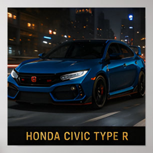 Honda Civic Type R Modern Japanese Performance Car Poster