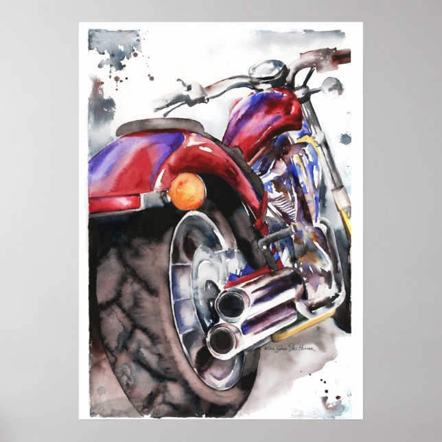 Honda Fury Motorcycle Watercolor by Jamie Hansen Poster (Front)
