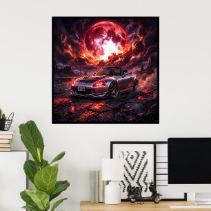 Honda S2000 Under a Crimson Moon Poster