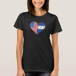 Honduran American Flag Usa Honduras Heart T-Shirt
