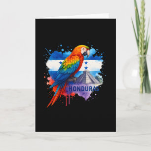 Honduran Flag Scarlet Macaw Copan Honduras Vacatio Card