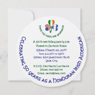 Honduran Irish American Shamrock Birthday Invitation