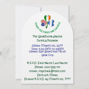 Honduran Irish USA Shamrock Family Reunion Invitation