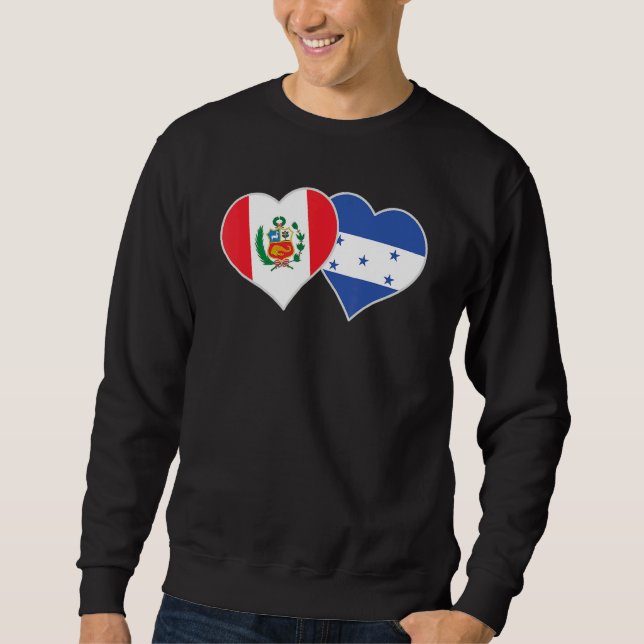 Honduran Peruvian Flag Love Honduras Peru Heart Sweatshirt (Front)