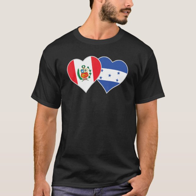 Honduran Peruvian Flag Love Honduras Peru Heart T-Shirt (Front)