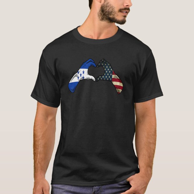 Honduras American USA Flag - USA Honduran Heart_1 T-Shirt (Front)