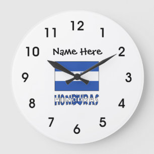 Honduras and Honduran Flag with Your Name Large Clock