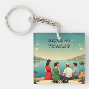  Honduras BAHIA DE TRUJILLO Retro poster Key Ring