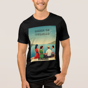 Honduras BAHIA DE TRUJILLO Retro poster Tri-Blend Shirt
