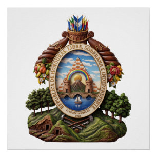 Honduras country coat arms symbol emblem flag poster