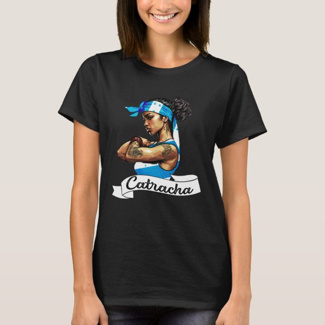 Honduras Flag Girl Women Camiseta Catracha Mujeres T-Shirt (Front)