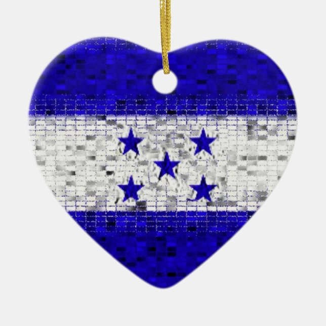 Honduras Flag glitter ornament (Front)