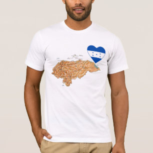 Honduras Flag Heart and Map T-Shirt