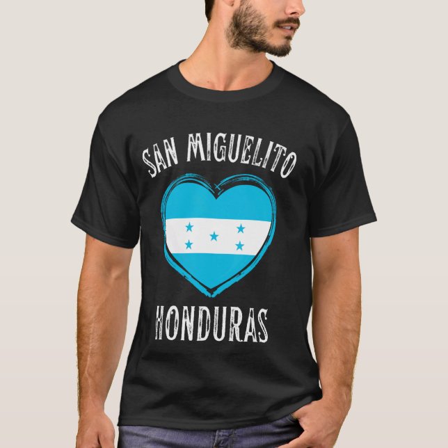 Honduras Flag Heart San Miguelito City T-Shirt (Front)
