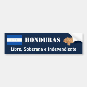 Honduras Flag + Map Bumper Sticker