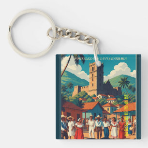 Honduras Fortaleza de Santabarbara Retro poster Key Ring