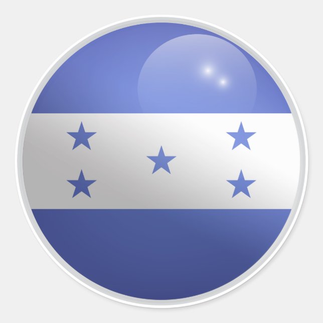 Honduras Glossy Circle Flag  Classic Round Sticker (Front)