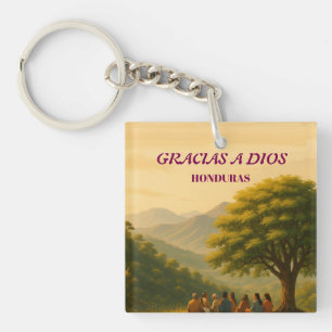  Honduras GRACIAS A DIOS Retro poster Key Ring