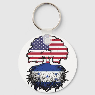 Honduras Honduran American USA Tree Roots Flag Key Ring
