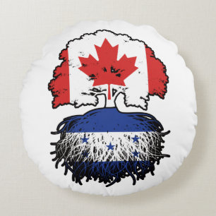 Honduras Honduran Canadian Canada Tree Roots Flag Round Cushion