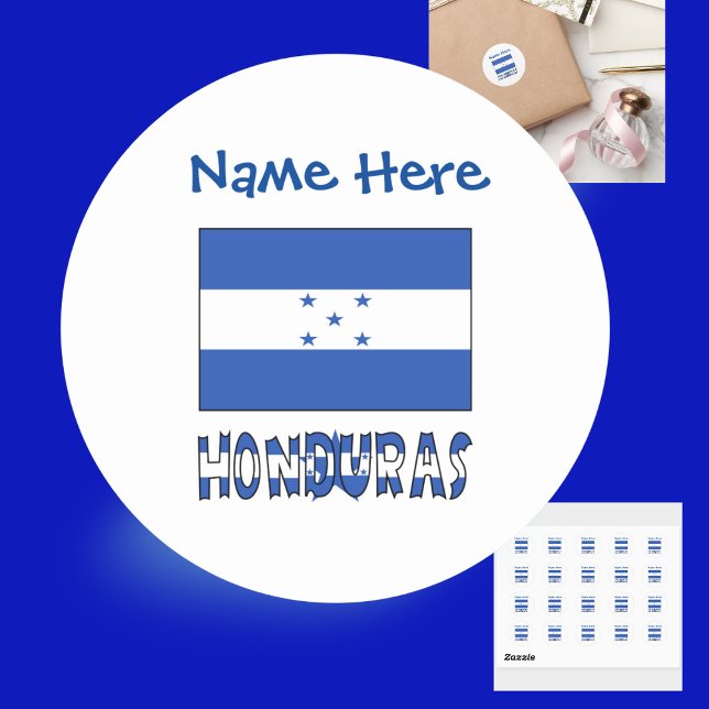 Honduras Honduran Flag Blue Personalised Classic Round Sticker (Creator Uploaded)