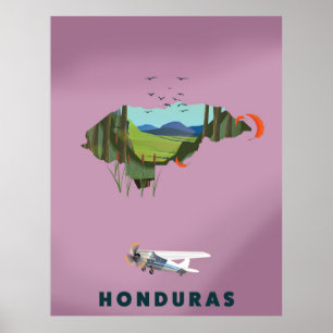 Honduras Illustrated map travel poster