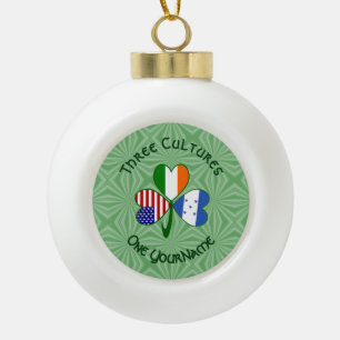 Hondúras Ireland USA Shamrock Flag Personalised  Ceramic Ball Christmas Ornament