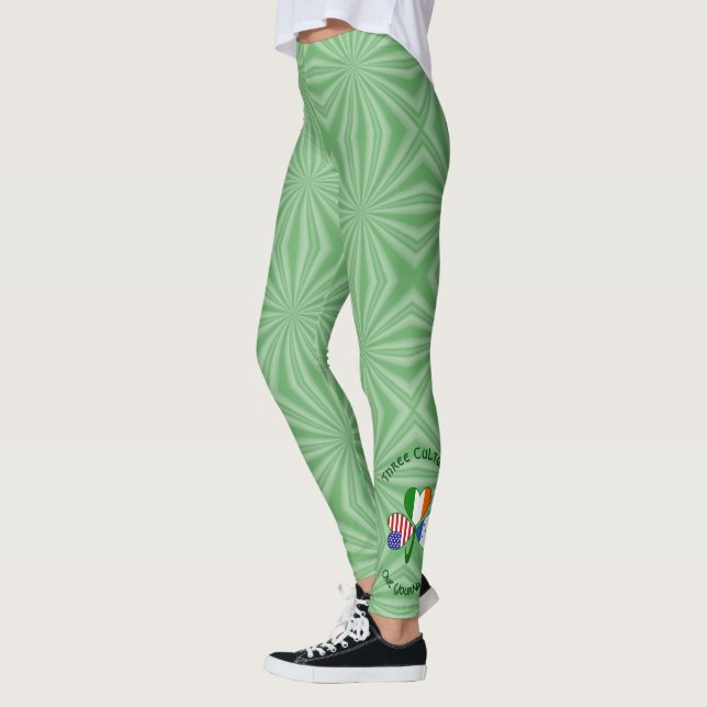 Hondúras Ireland USA Shamrock Flag Personalised  Leggings (Left)