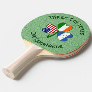 Hondúras Ireland USA Shamrock Flag Personalised Ping Pong Paddle