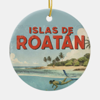 Honduras islas de roatan Retro poster Ceramic Ornament