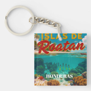  Honduras ISLAS DE ROATAN Retro poster Key Ring