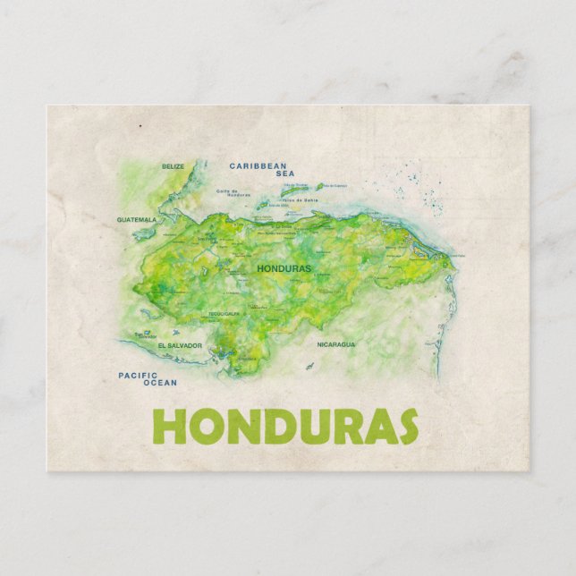 Honduras map postcard (Front)