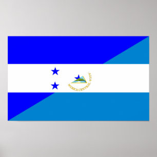 honduras nicaragua half flag country symbol poster