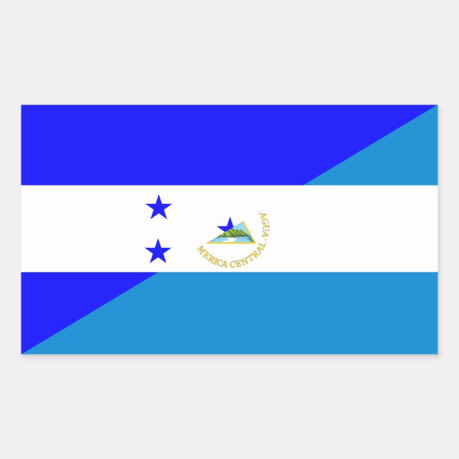 honduras nicaragua half flag country symbol rectangular sticker (Front)