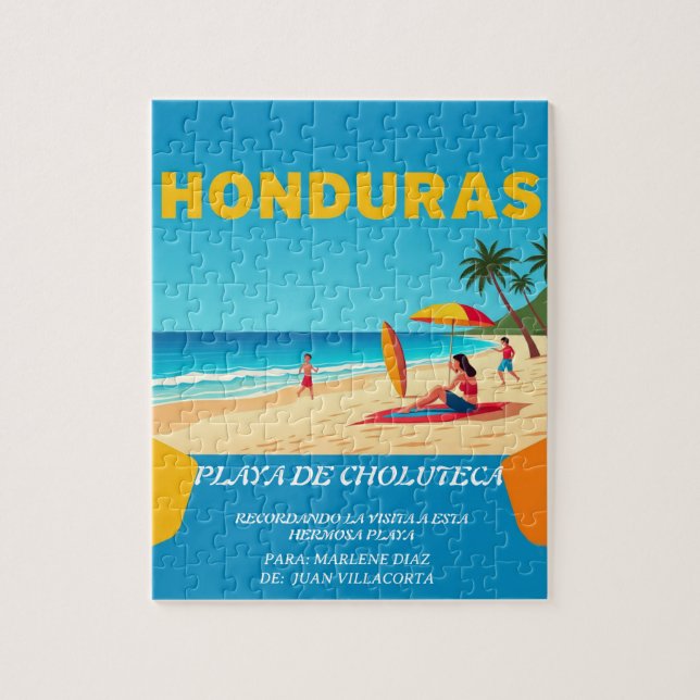  Honduras PLAYA DE CHOLUTECA Retro poster Jigsaw Puzzle (Vertical)