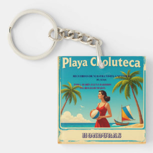 Honduras PLAYAS CHOLUTECA Retro poster Key Ring