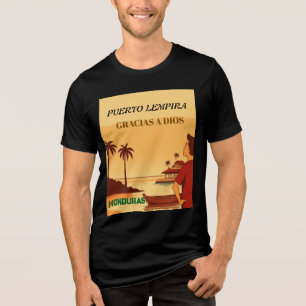 Honduras Puerto Lempira Retro poster Tri-Blend Shirt
