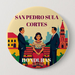 Honduras SAN PEDRO SULA Retro poster 10 Cm Round Badge