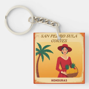Honduras SAN PEDRO SULA Retro poster Key Ring