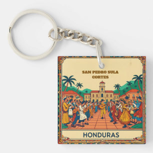  Honduras  SAN PEDRO SULA  Retro poster Key Ring