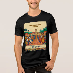  Honduras  SAN PEDRO SULA  Retro poster Tri-Blend Shirt